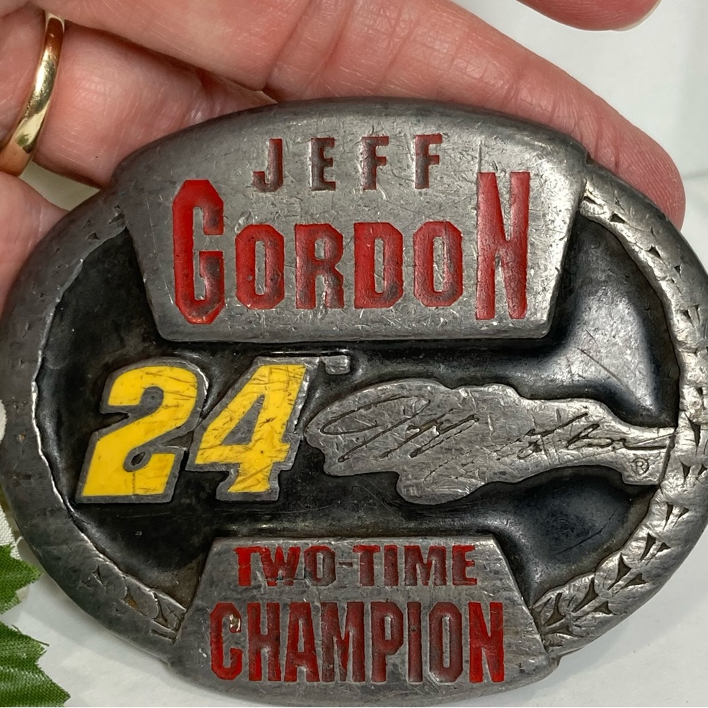 NASCAR Jeff Gordon Special Edition Two Time Champ Belt Buckle Pewter Vintage